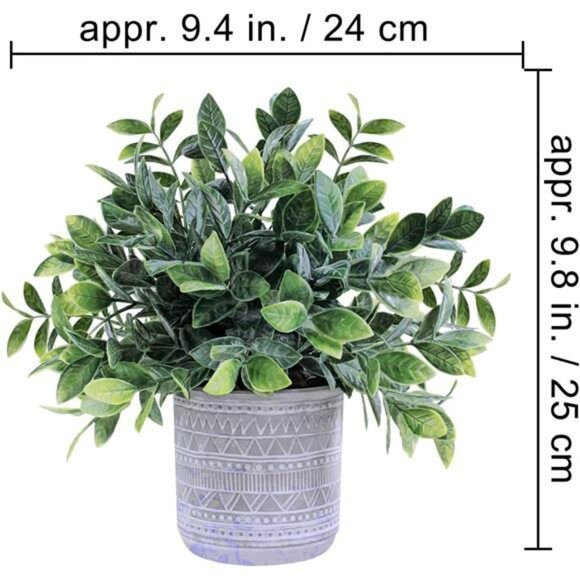 Set of 3 Small Fake Potted Plants Eucalyptus Rosemary Greenery in Ceramic Pots - Picture 3 of 7